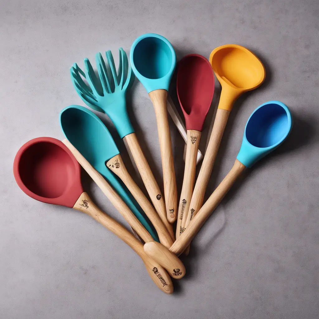 Wood utensils offer a traditional, natural aesthetic and are a sustainable option whereas silicone utensils are modern, heat-resistant, and non-abrasive.